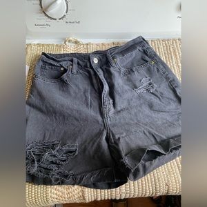H&M High Rise Denim Distressed Shorts | 8